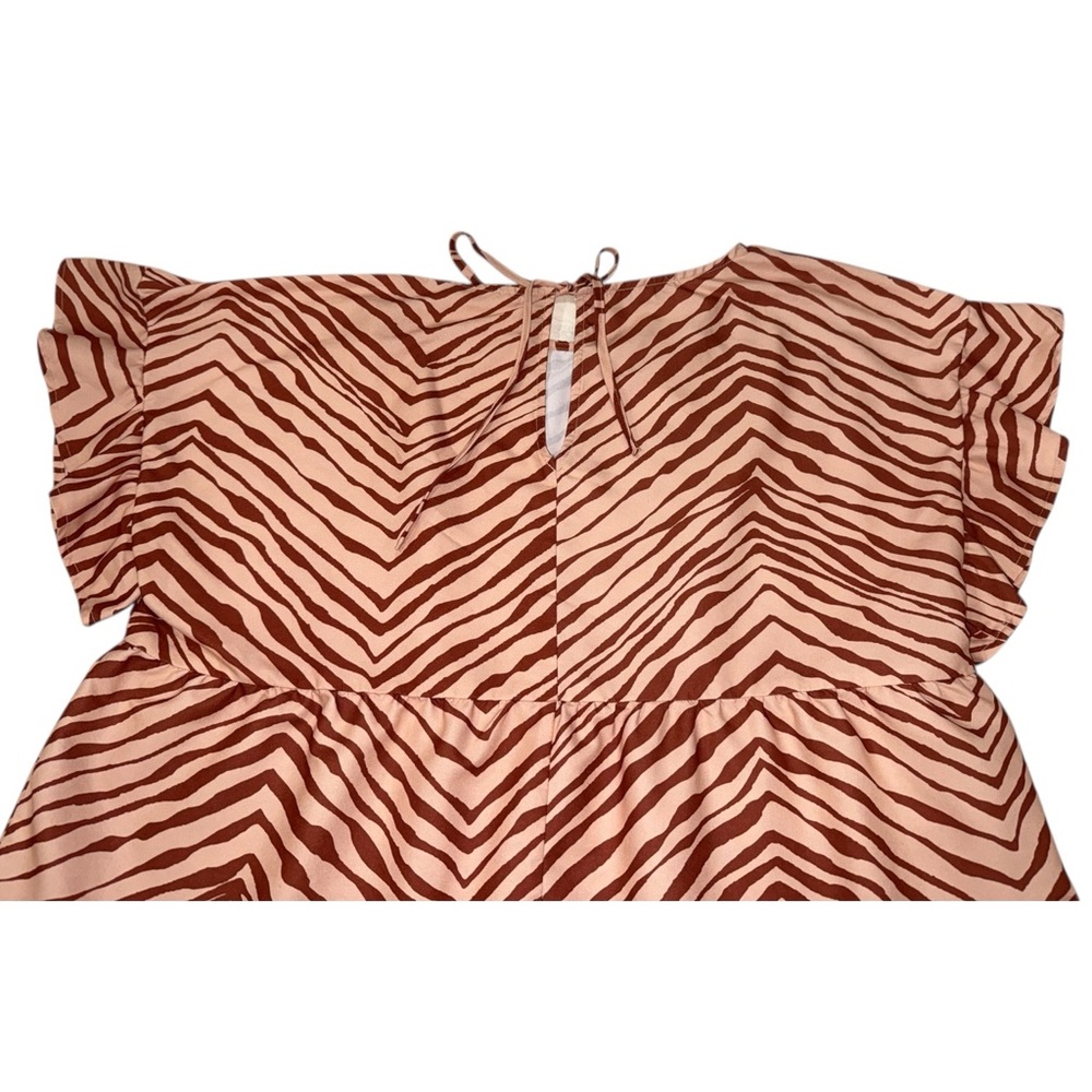 Nine West NWOT Zebra Zig Zag Print Tiered Dress Keyhole Back Womens XL 🦓 - Picture 4 of 8
